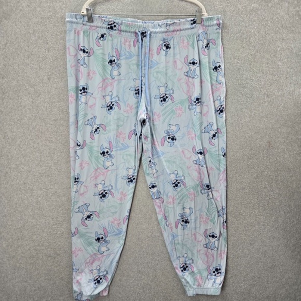 Disney Women Sleepwear 3x Blue Pajama Pants Lilo &‎ Stitch All Over Print